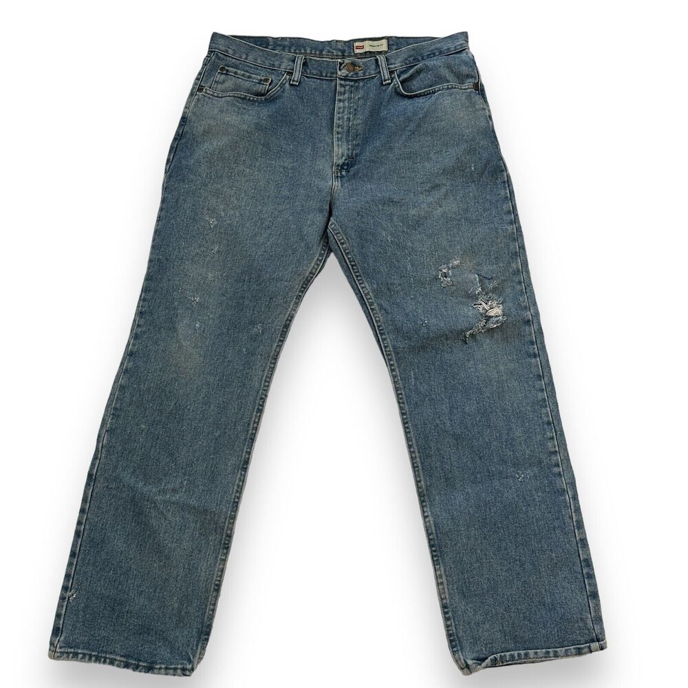 Wrangler Regular Fit Men's Denim Jeans Blue Size‎ 36x30 Distressed